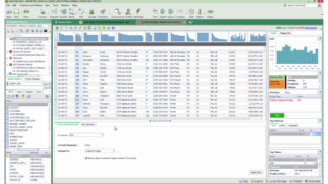 How to work with rules in the Toad Data Point transformation and cleanse utility