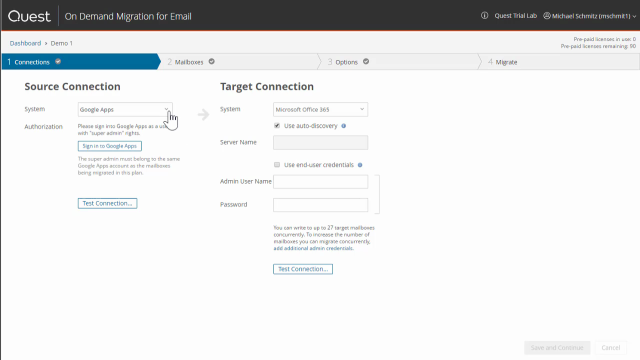 Einfache und schnelle E-Mail-Migration mit Quest on Demand