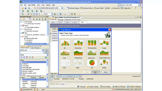 One click charting in Toad Data Point