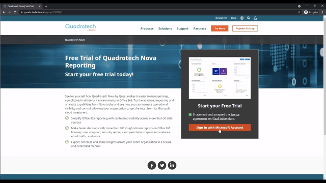 Reporting trial setup for Quadrotech Nova