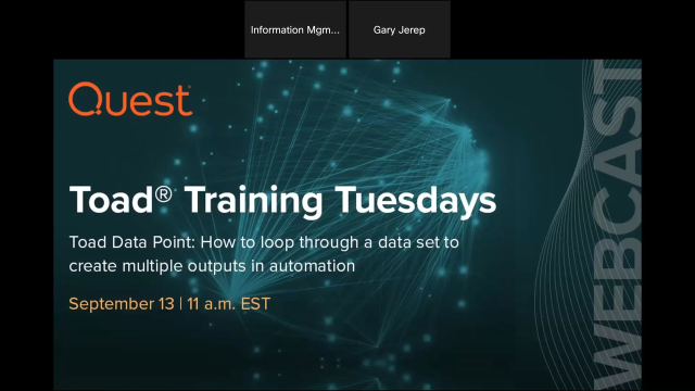 Toad Data Point: How to loop through a data set to create multiple outputs in automation