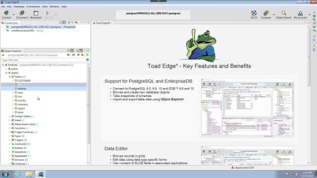 Understanding the user interface in Toad Edge