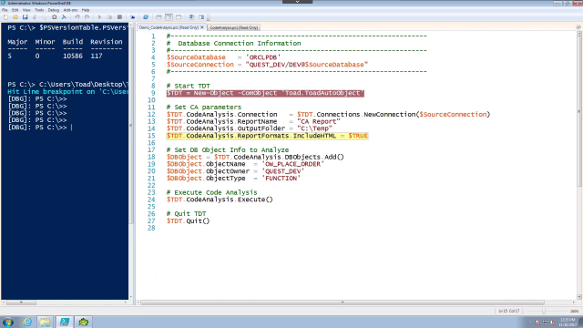 Using Code Analysis with PowerShell in Toad DevOps Toolkit