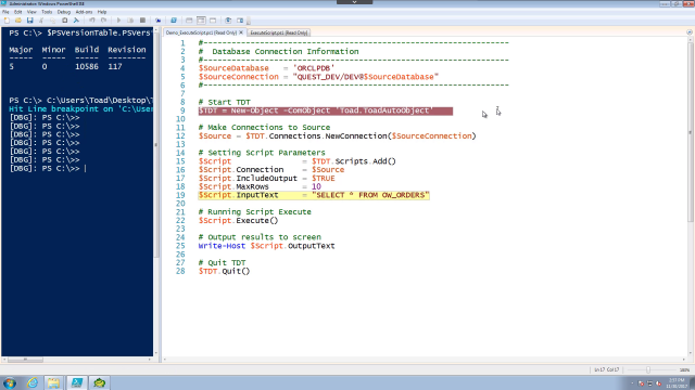 Using Script Execution with PowerShell in Toad DevOps Toolkit