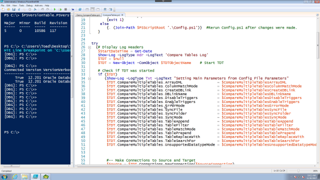 Using Table Compare with PowerShell in Toad DevOps Toolkit