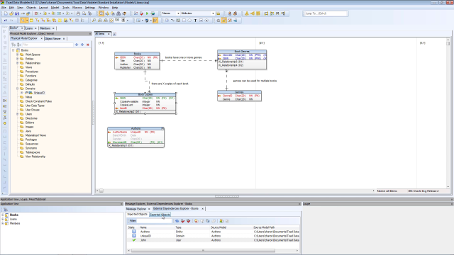 Using the external dependencies explorer in Toad Data Modeler