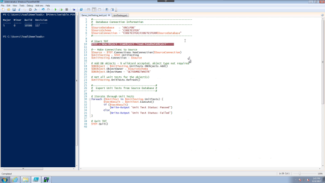 Using Unit Test with PowerShell in Toad DevOps Toolkit